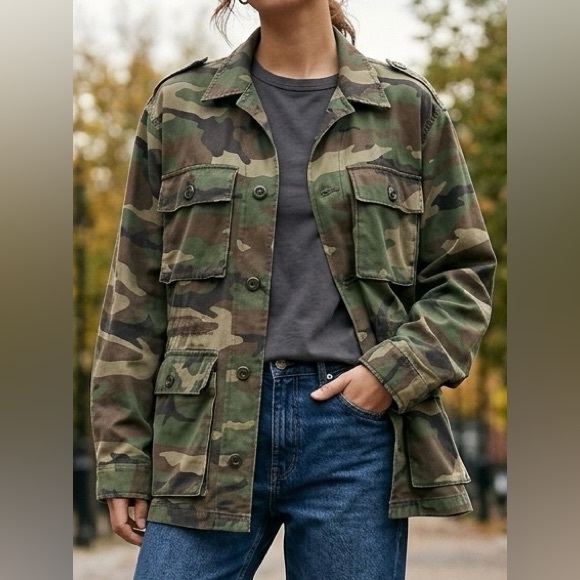 TNA Jackets & Blazers - TNA Aritzia Woodland Camo Military Field Jacket - Size Medium